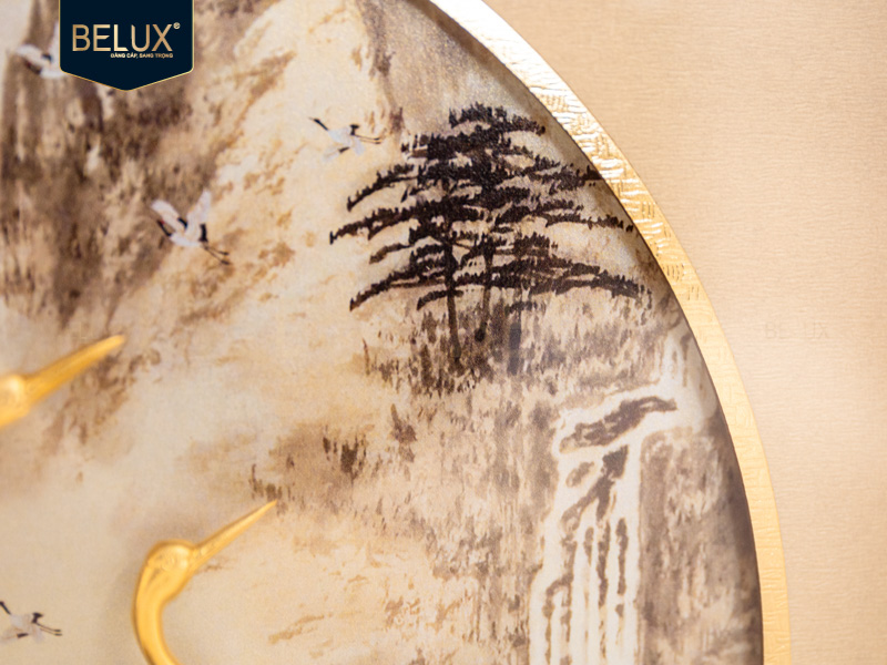 Tranh Tùng Hạc Dát Vàng 24k- 28x28cm